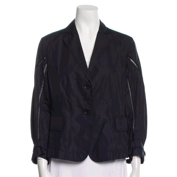 AKRIS PUNTO Women Cotton Jacket Blazer Black Unlined 3/4 Sleeve SZ US 8 (V1 - Picture 1 of 7